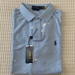Polo by Ralph Lauren Light Blue Paint-Splatter Polo Shirt